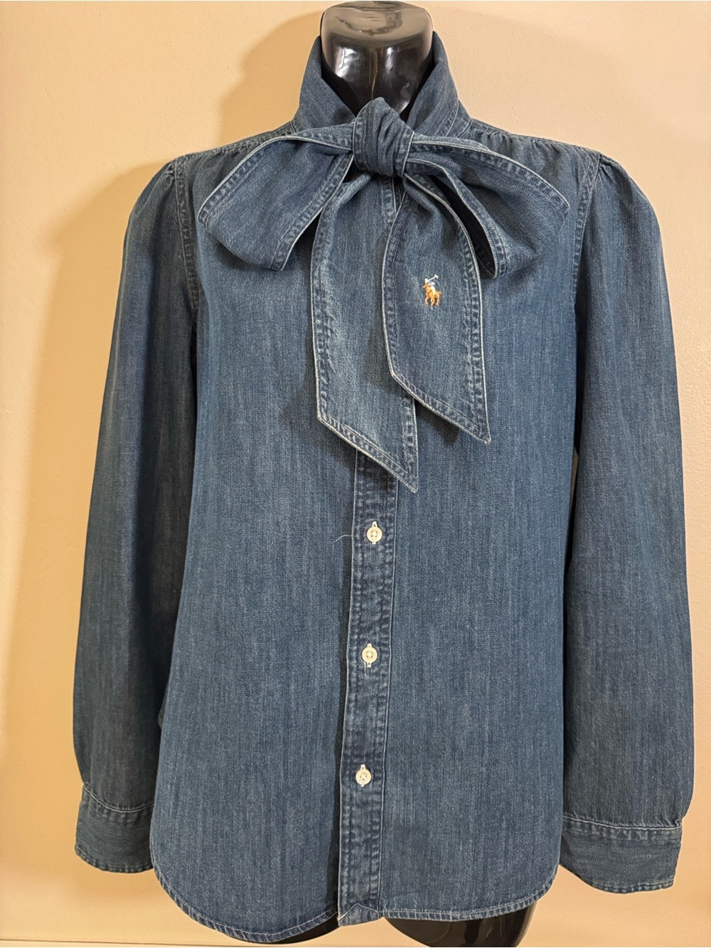 Ralph Lauren Necktie Denim Shirt | Size 4